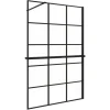 AICA 100x200cm 8mm NANO Glas Walk In Schwarz Duschwand mit Glasdekor Gitter mit Duschregal mit Stabilisator F130B