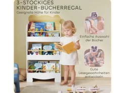 AIYAPLAY Bücherregal für Kinder Kinderregal mit 3 Ablagen aus Holz* Regal Weiß