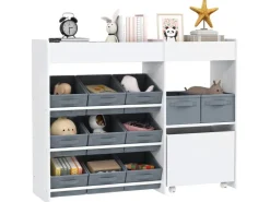AIYAPLAY Kinderregal MDF Vliesstoff Weiß 105L x 30B x 80H cm* Regal Weiß