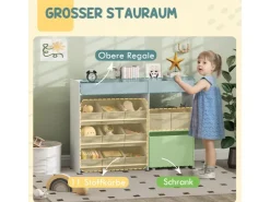 AIYAPLAY Kinderregal MDF Vliesstoff Weiß 105L x 30B x 80H cm* Regal Weiß