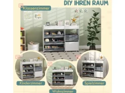 AIYAPLAY Kinderregal MDF Vliesstoff Weiß 105L x 30B x 80H cm* Regal Weiß