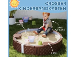 AIYAPLAY Sandkasten 120 x 120 cm Imprägniert Kinder Sandbox mit Sitzbänken* Sitzbänke