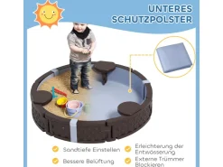 AIYAPLAY Sandkasten 120 x 120 cm Imprägniert Kinder Sandbox mit Sitzbänken* Sitzbänke