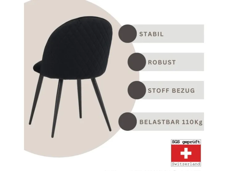 Albatros Esszimmerstuhl CAPO Samt 4er Set Schwarz