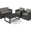 Allibert Victoria - Monaco Loungeset 4-teilig mit 2-sitzer, Sessel und Tisch* Kissenbezüge