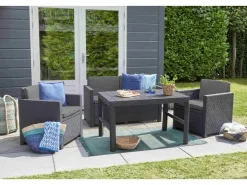 Allibert Victoria - Monaco Loungeset 4-teilig mit 2-sitzer, Sessel und Tisch* Kissenbezüge