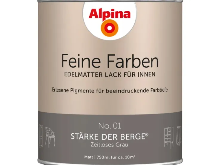 Alpina Feine Farben Lack No. 01 Stärke der Berge® Grau edelmatt 750 ml