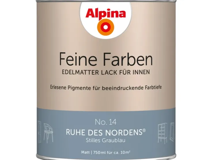 Alpina Feine Farben Lack No. 14 Ruhe des Nordens® Grau edelmatt 750 ml