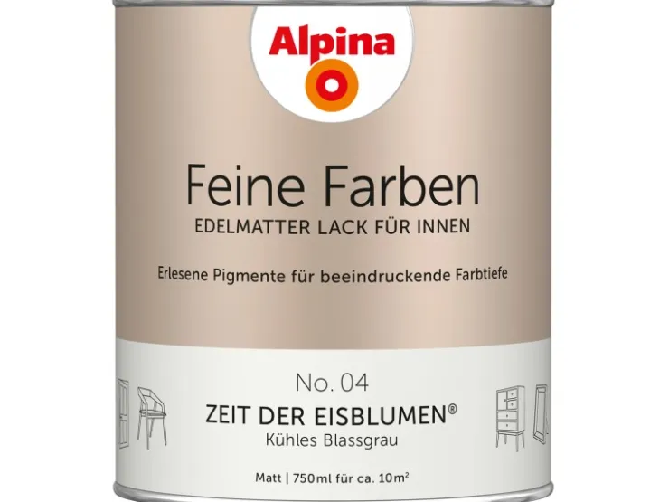 Alpina Feine Farben Lack No. 04 Zeit der Eisblumen® Grau edelmatt 750 ml* Buntlacke|Grundierung