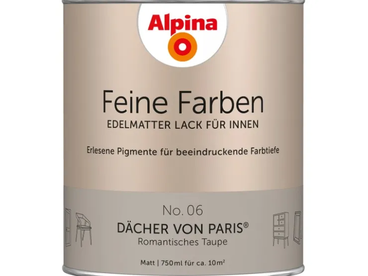 Alpina Feine Farben Lack No. 06 Dächer von Paris® Taupe edelmatt 750 ml