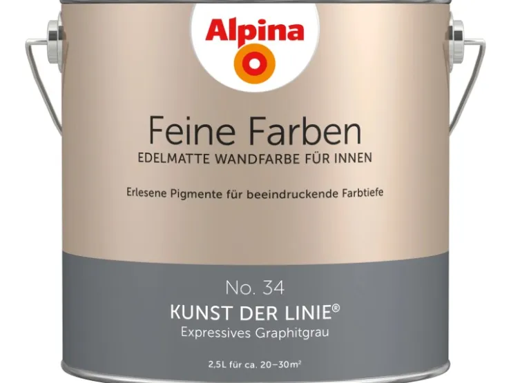 Alpina Feine Farben No. 34 Kunst der Linie® Grau edelmatt 2,5 l* Innenfarben