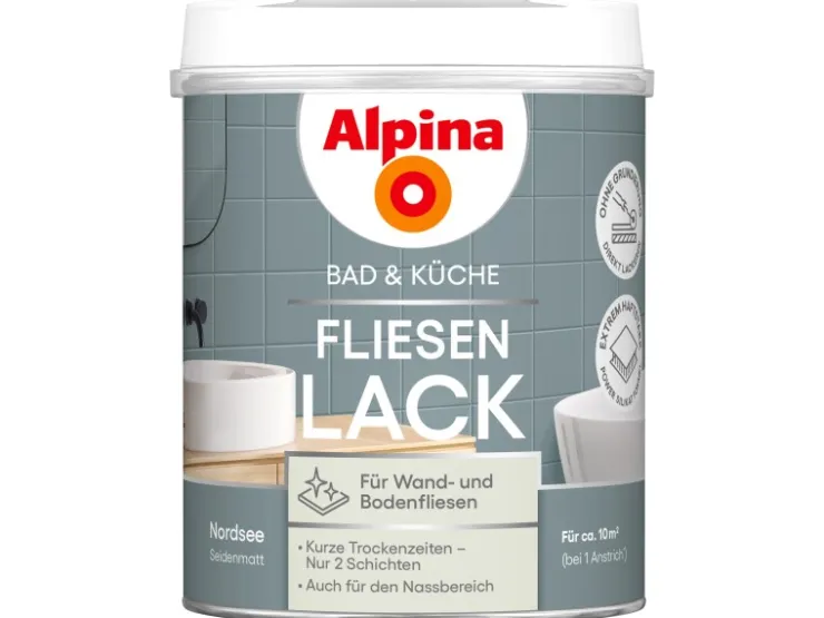 Alpina Fliesen-Lack Bad & Küche 2 Komponenten Seidenmatt 750 ml* Speziallacke|Grundierung