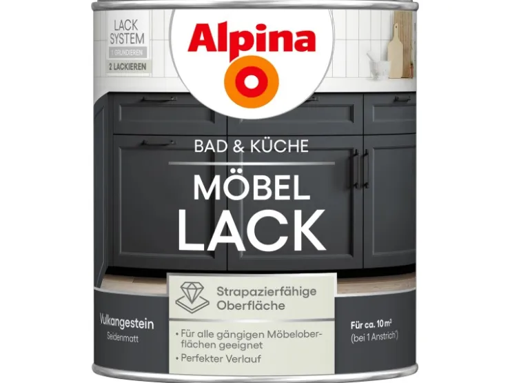 Alpina Möbel-Lack Bad & Küche Vulkangestein Seidenmatt 750 ml* Speziallacke