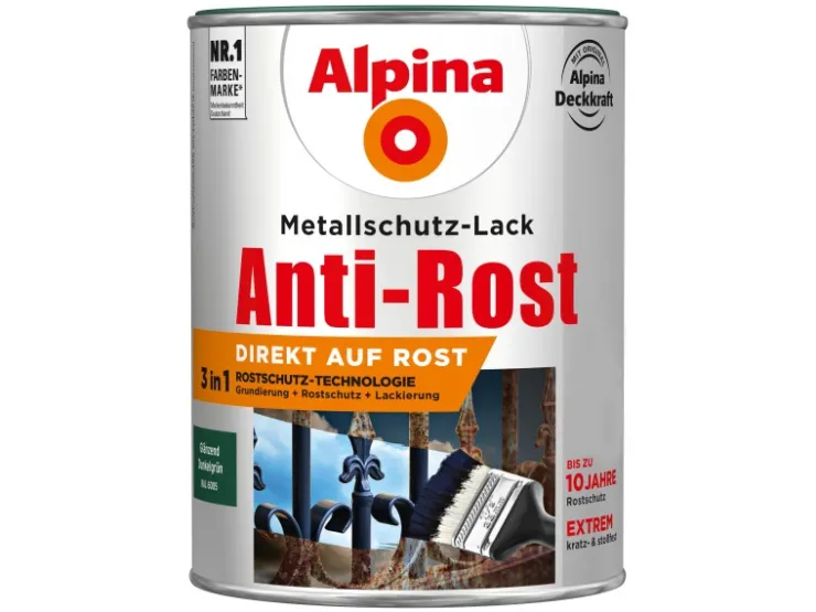 Alpina Metallschutz-Lack Anti-Rost glänzend 2,5 Liter* Speziallacke