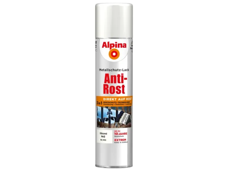 Alpina Metallschutz-Lack Anti-Rost Spray glänzend 400 ml* Weißlacke