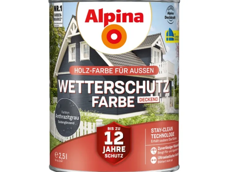 Alpina Wetterschutzfarbe 2,5 l* Außen-Fassadenfarben