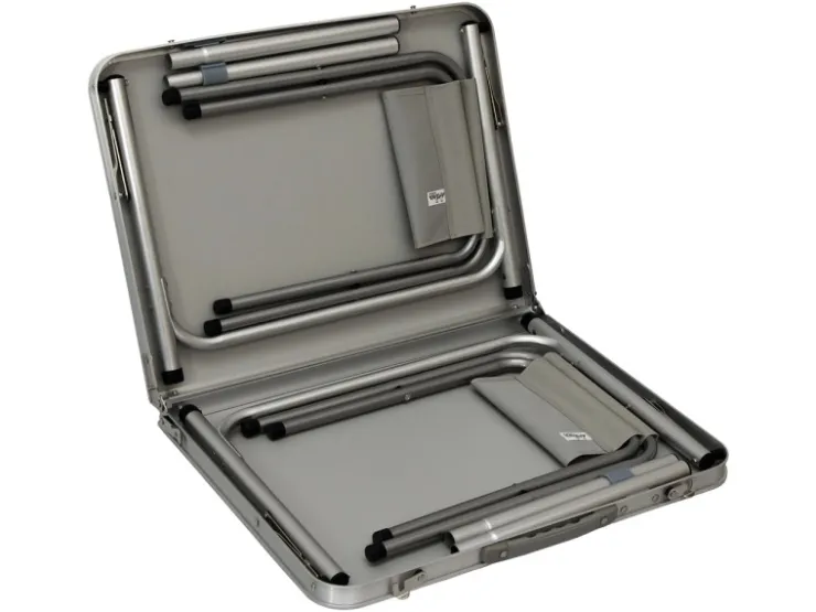 AMANKA Klappbarer Campingtisch 90 x 60 x 70 cm inkl. 2 Aluminium Hocker Hellgrau* Hocker