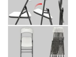 AMANKA Klappstühle 2er Set 50 x 46 x 835 cm bis 150 kg Belastbar - Weiss