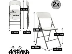 AMANKA Klappstühle 2er Set 50 x 46 x 835 cm bis 150 kg Belastbar - Weiss
