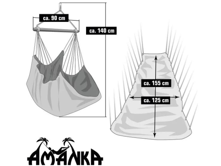 AMANKA XL-Hängesessel bis 100 kg Belastbar 155 x 125 cm Moos