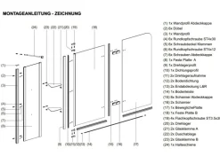 Aquabatos Badewannenfaltwand 150 x 140 cm 3tlg. Badewannenaufsatz Dusche Duschabtrennung Duschwand für Badewanne 5mm ESG Echtglas