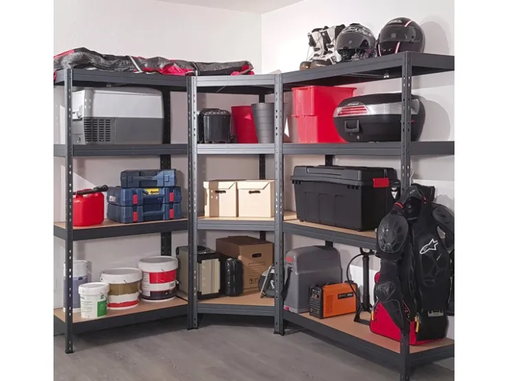 AR Shelving Rivet Eck-Schwerlastregal 180 x 90 x 45 cm 5 Böden Anthrazit FSC®* Holzregale|Eckregale