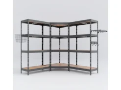 AR Shelving Rivet Set 180x180x180x45 cm mit 4 HDF-Böden verzinkt mit Zubehör