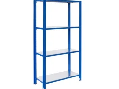 AR Shelving T Profile Steckregal Blau & Verzinkt 250x100x30 cm 4 Böden 180 kg