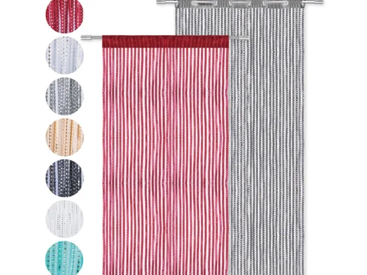 Arsvita Fadenvorhang Fadengardine Gardine Vorhang Metall-Optik 140 cm x 250 cm Stangendurchzug* Türvorhänge