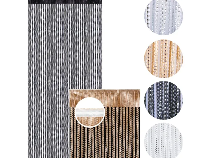 Arsvita Fadenvorhang Metall Optik Gardine Vorhang Lurex Universalband 140 cm x 250 cm* Türvorhänge