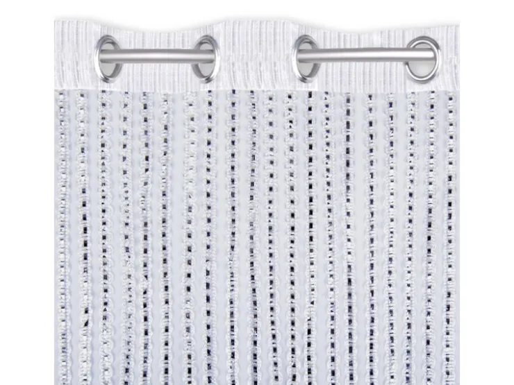 Arsvita Fadenvorhang Trennvorhang Dekoschal Gardine Metall-Optik Ösen 140 cm x 250 cm