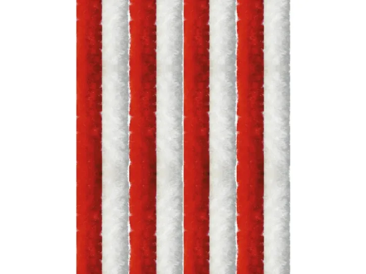 Arsvita Flauschvorhang Flauschgardine Vorhang 90 cm x 200 cm Unistreifen Rot Weiß