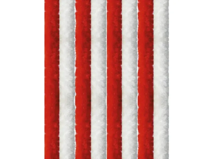 Arsvita Flauschvorhang Flauschgardine Vorhang 140 cm x 200 cm Unistreifen Rot Weiß