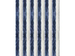 Arsvita Flauschvorhang Flauschgardine Vorhang 140 cm x 200 cm Unistreifen Dunkelblau Weiß