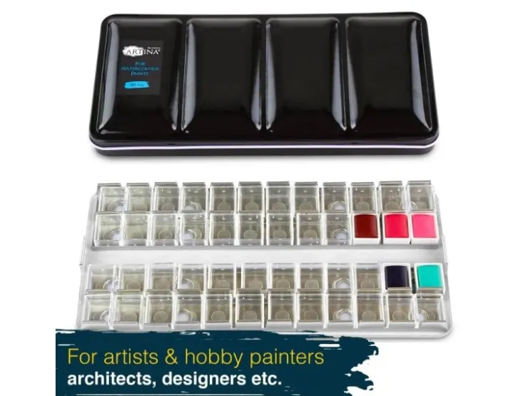Artina Colaro Leerkasten für Aquarellfarbe mit 48 Näpfen* Künstlerfarben