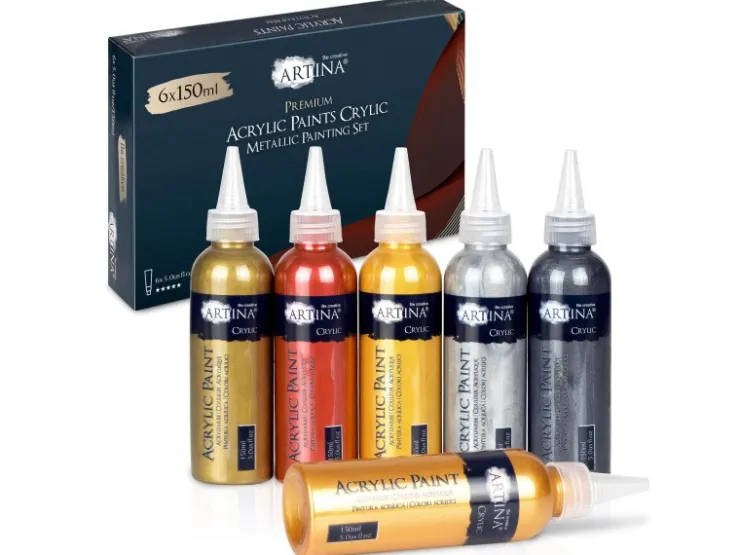 Artina Metallic Crylic Acrylfarbenset 6x150 ml* Bastelfarben