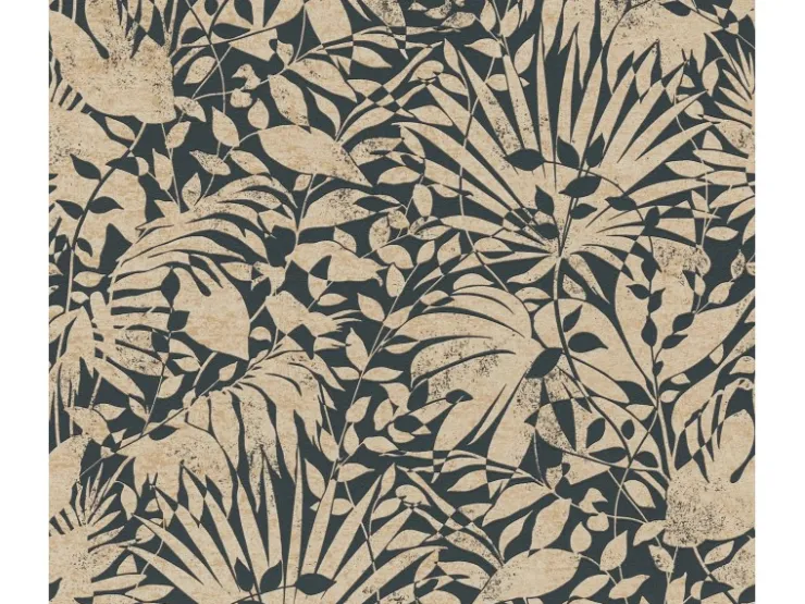 AS-Creation A.S. Création Vliestapete Blätter Gold Schwarz* Dekorative Tapeten