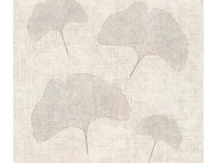 AS-Creation A.S. Création Vliestapete Designbook Ginkgoblatt Beige-Silber FSC®* Dekorative Tapeten