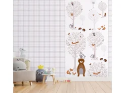 AS-Creation A.S. Création Vliestapete Kinderzimmer Waldtiere Wald Bär Fuchs Bunt Weiß FSC®