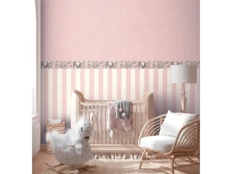 AS-Creation A.S. Creation Vlies-Bordüre Blümchen Vogel 5 m x 0,13 m Grün-Rosa-Lila FSC®
