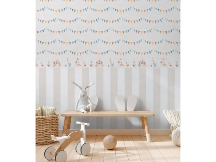 AS-Creation A.S. Creation Vlies-Bordüre Zirkus 5 m x 0,13 m Bunt-Beige FSC®* Bordüren