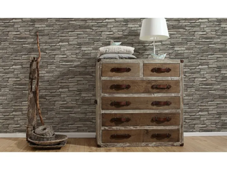 AS-Creation A.S. Creation Vliestapete Dekora Natur 6 Stein Grau FSC®* Dekorative Tapeten
