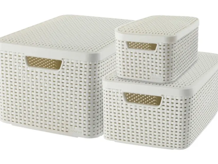 Curver Aufbewahrungsboxen Style 3-er Set Creme S + M + L* Aufbewahrung