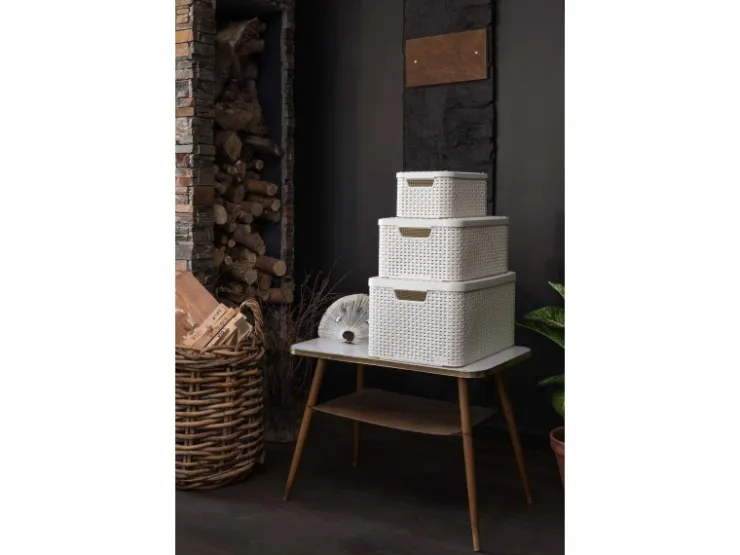 Curver Aufbewahrungsboxen Style 3-er Set Creme S + M + L* Aufbewahrung
