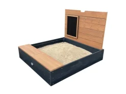 AXI Sandkasten Mandy Stauraum und Deckel Anthr. Braun 90 cm x 74 cm x 100 cm* Sitzbänke