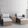 Balkonmöbel-Set Olea Mini 5-teilig Polyrattan Hellgrau