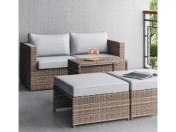 Balkonmöbel-Set Olea Mini 5-teilig Polyrattan Hellgrau
