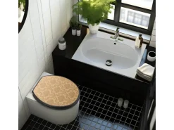 Banjado Anthrazit Toilettendeckel Mit Absenkautomatik WC-Sitz Soft Close Hygienischer Klodeckel MDF Mit Motiv Tapete Beige* Tapezierzubehör