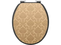 Banjado Anthrazit Toilettendeckel Mit Absenkautomatik WC-Sitz Soft Close Hygienischer Klodeckel MDF Mit Motiv Tapete Beige* Tapezierzubehör