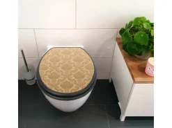 Banjado Anthrazit Toilettendeckel Mit Absenkautomatik WC-Sitz Soft Close Hygienischer Klodeckel MDF Mit Motiv Tapete Beige* Tapezierzubehör